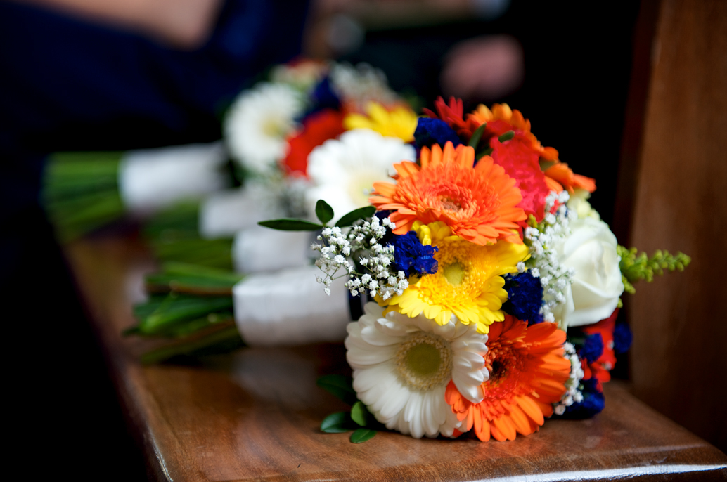 white orange wedding bouquets